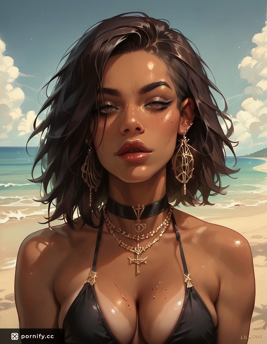 Ebony Brunette Bikini BJ - Beach Tease 🌴👙