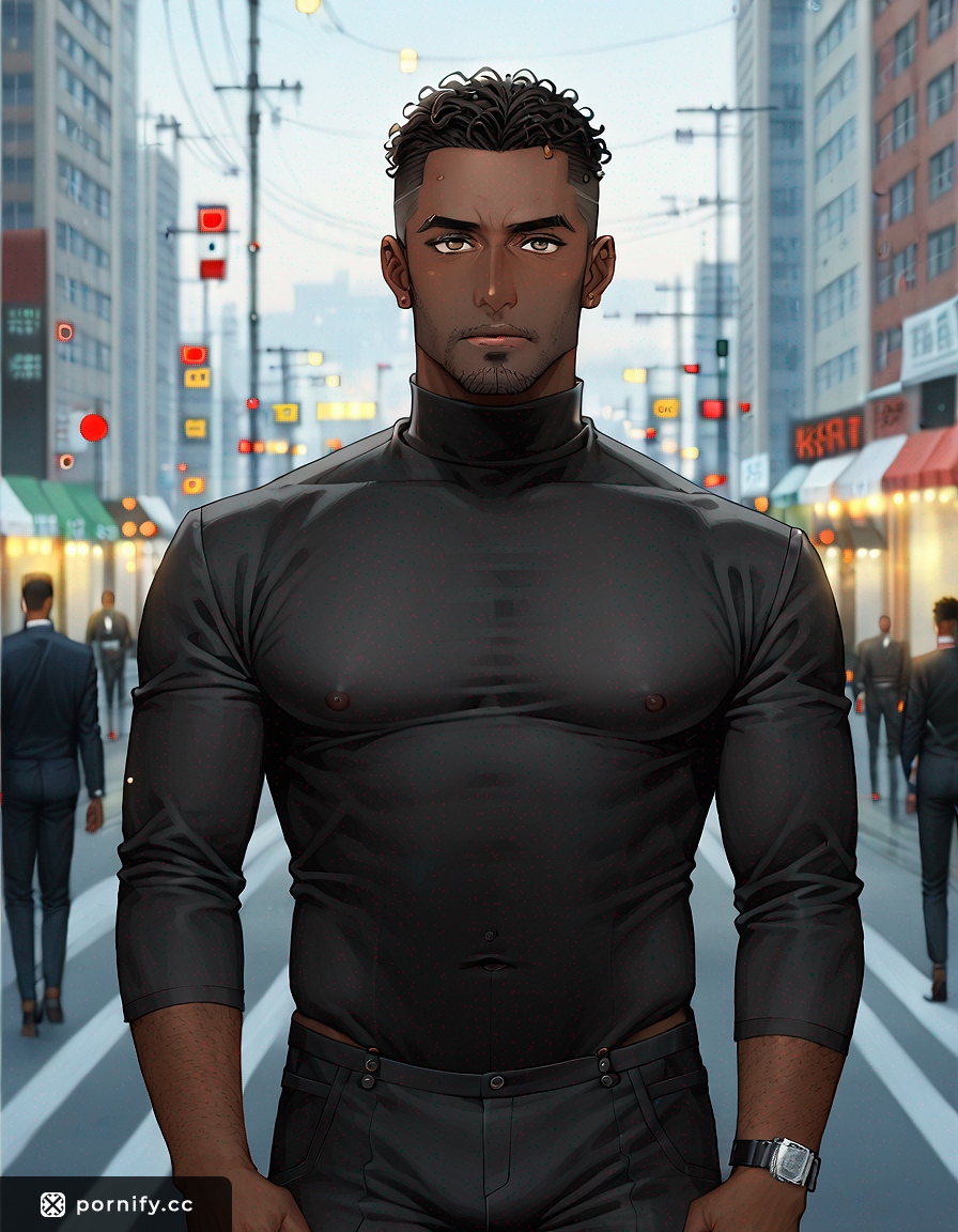 Ebony Anime Guy in Peacoat & Turtleneck 🌟🔥