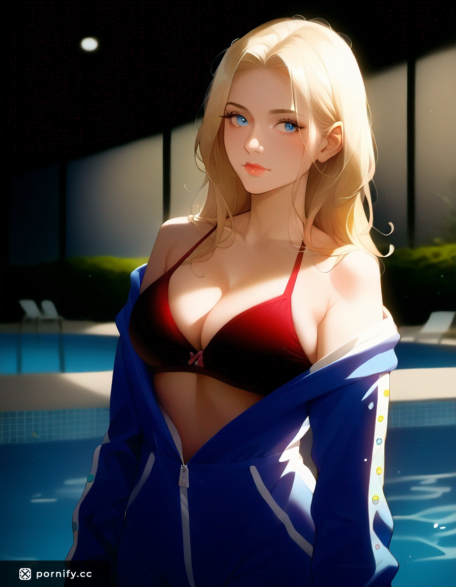 Ebony Anime Girl Poolside Back View 🏊‍♀️✨