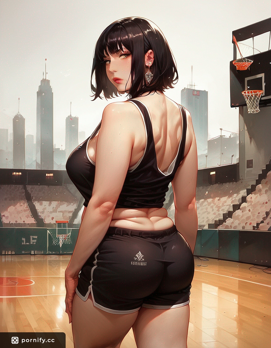 Chubby Hentai Babe in Basketball Jersey - Sexy City Back View 🏀🌆🔥