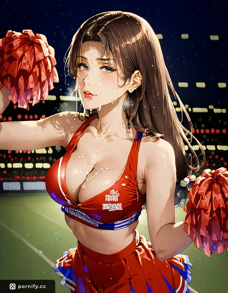 Tanned Anime Cheerleader Back View - Festive Cumshot 🎄👧🏻🔥