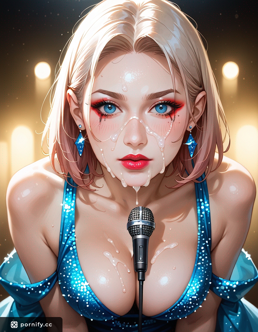 Anime Cumshot Pop-Star - Fair Skin Front View 🎤💦