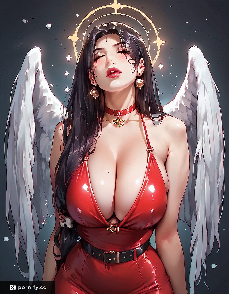 Curvy Hispanic Angel in Hentai Style - Back View 🎄👼