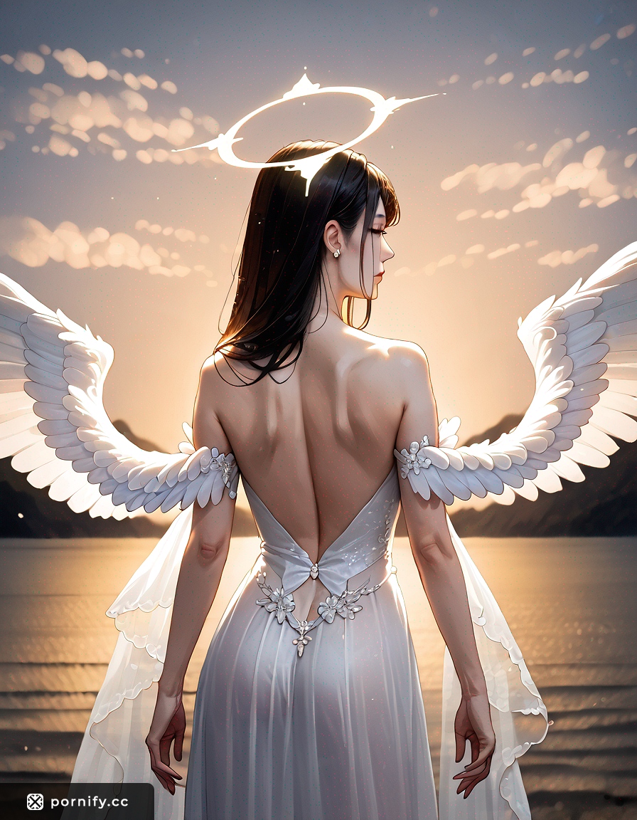 Asian Anime Angel Back View - Sexy Black Hair 🌟