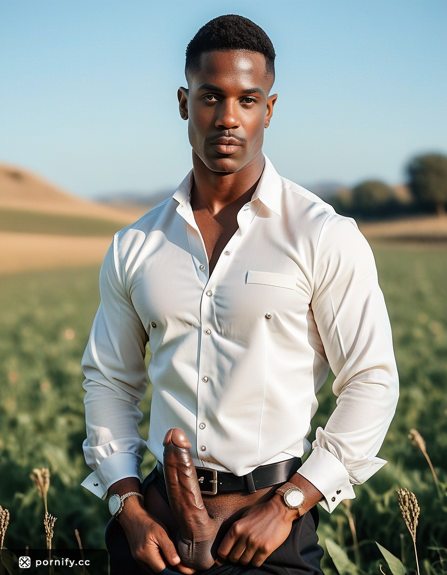 💪🏿 Muscular Ebony Man in Suit - Big Dick Studio Pose