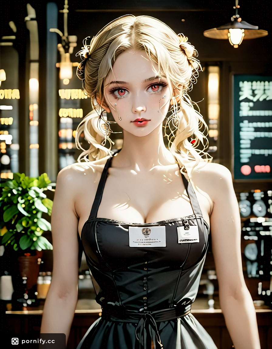 Blonde Barista Back View - Anime AI Art 🌟