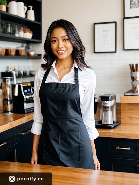 Fit Ebony Barista - Front View Photo 📸☕