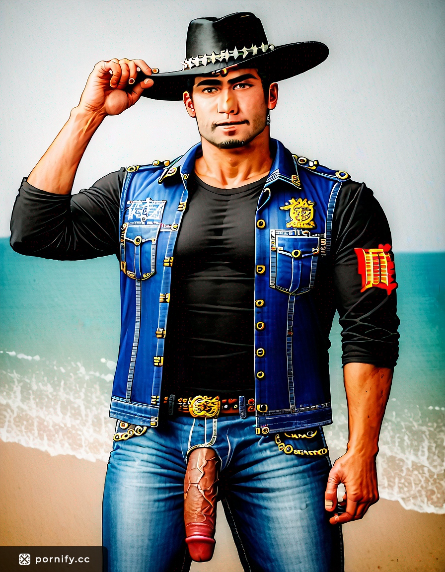 Anime Cowboy Beach Scene with Big Cock 🌊🤠🍆