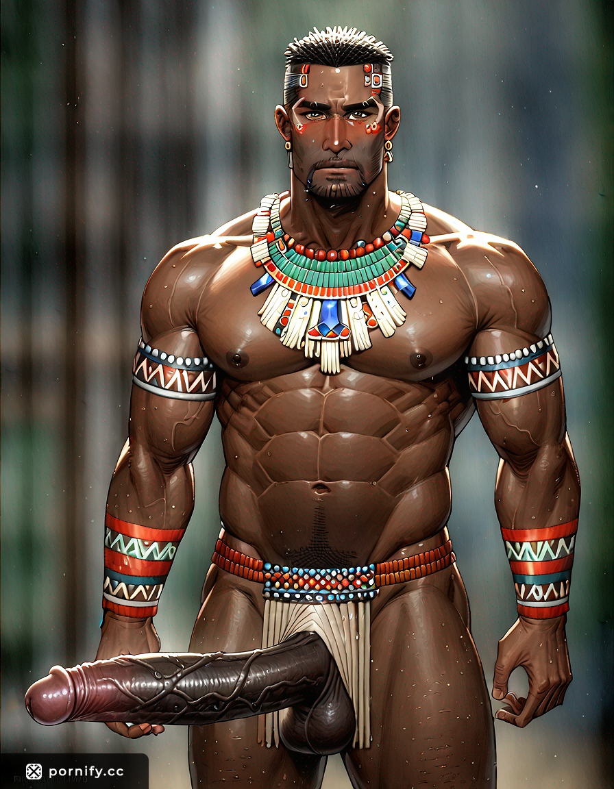 Tribal Ebony Muscle - Huge Cock Bedroom Pose 🏹💪🔥