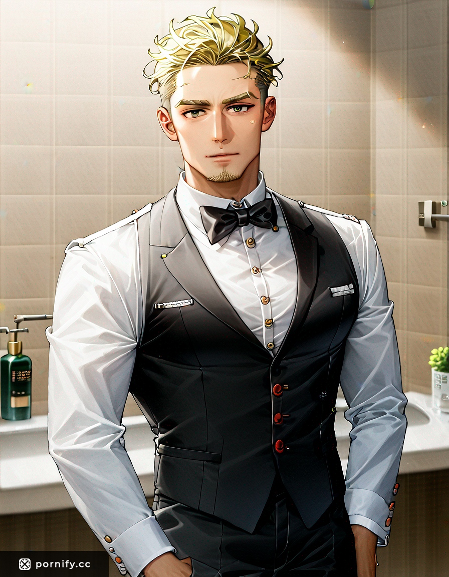 Fit Blonde Waiter Hardcore Pose - Bathroom Smile 😈🚽