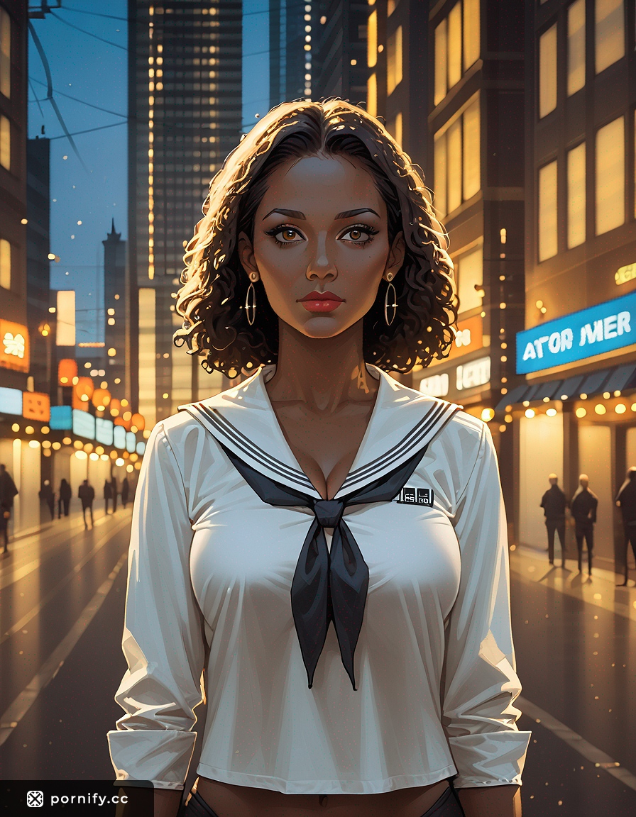 Ebony Sailor Anime Girl in Cityscape 🌆⚓