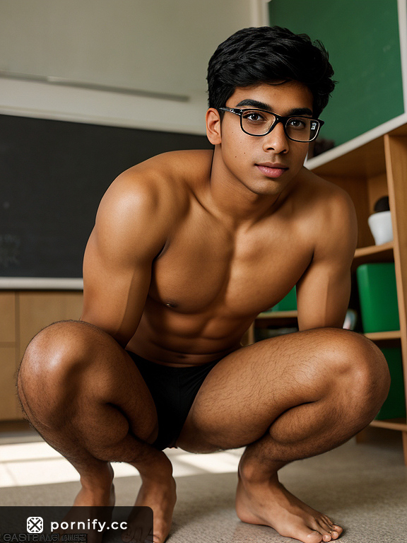 Teen Indian Boy in Classroom with Huge Penis and Natural Pussy Haircut Gives Seductive Smile in 70-200mm Camera Lens