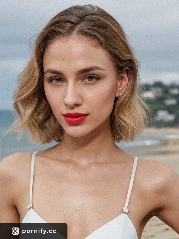 Red Lipped Beach Babe