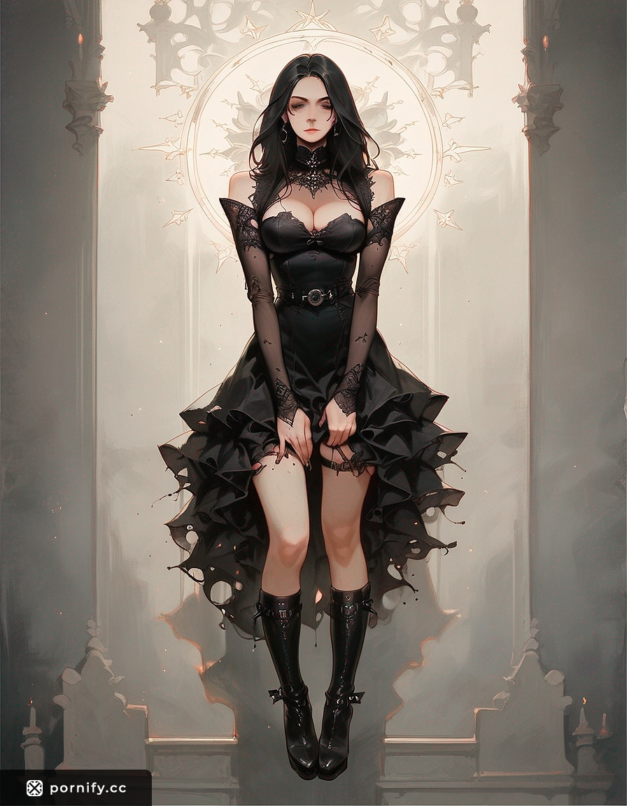 Goth Shirtlift - Black-Haired Slim Beauty 🖤🔥
