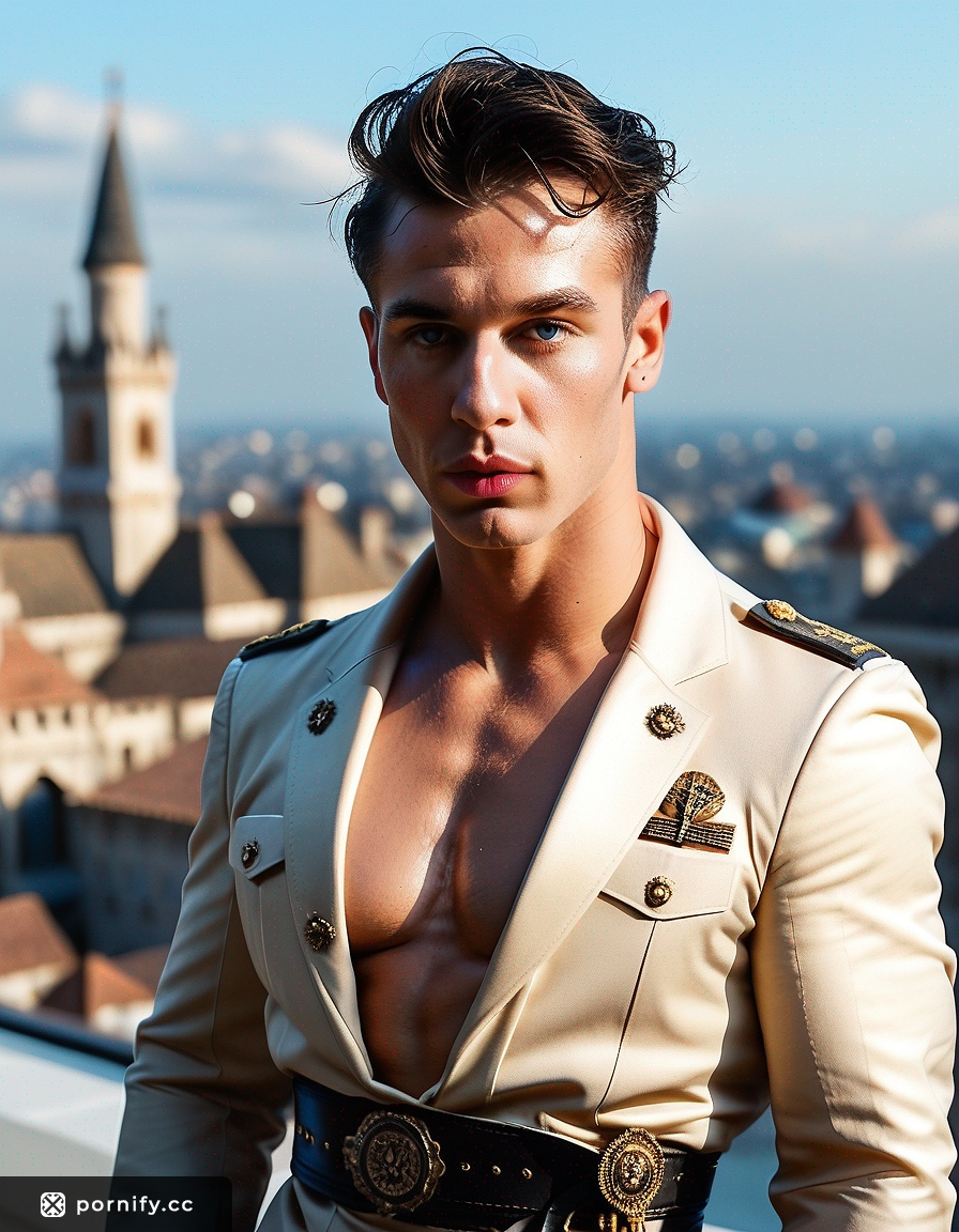 Handsome Prince Eating in City - Tanned Fit Male 🌆🍽️