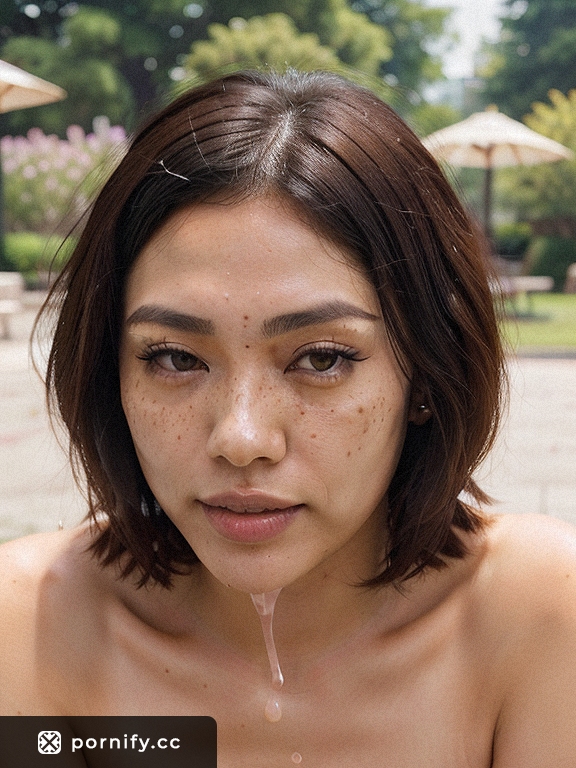 Asian Petite with Big Breeds - Park Cumshot Scene 🌳💦