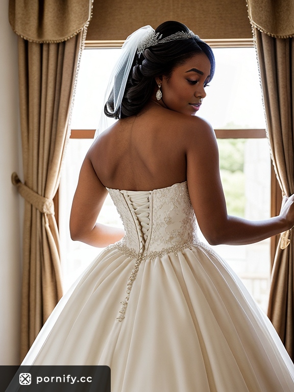 Ebony Bride in Wedding Dress - Sexy Back View 👰🏿‍♀️🔥