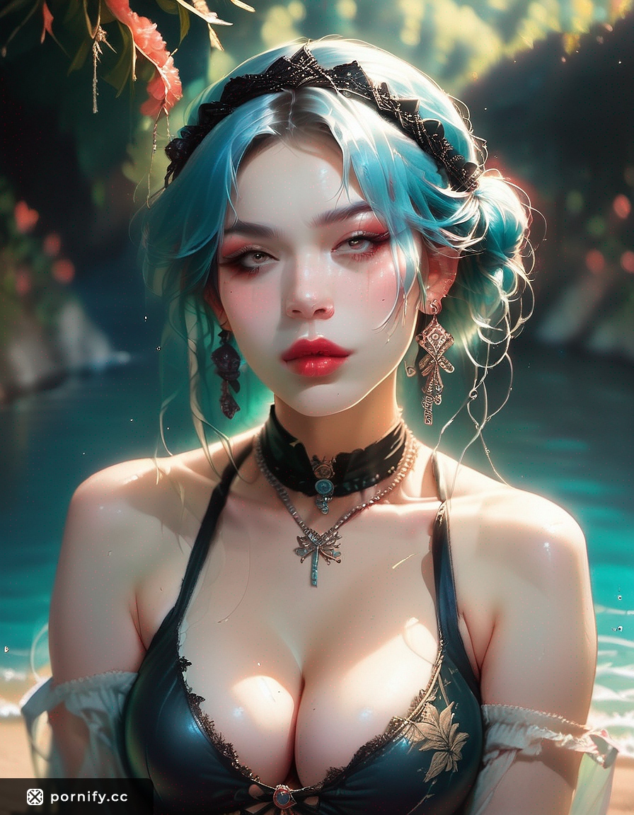 Asian Beauty in Swimsuit - Renaissance Art Beach Scene 🌊🏖️