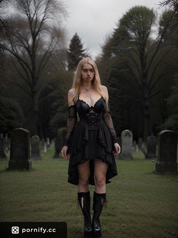 Gothic Blonde Back View - Christmas Outdoor Scene 🎄🖤