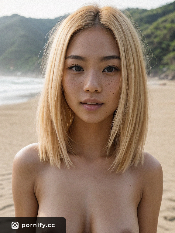 Horny Korean Photorealistic Beach Babe with Big Tits and Round Breasts in Hardcore Front Shot
