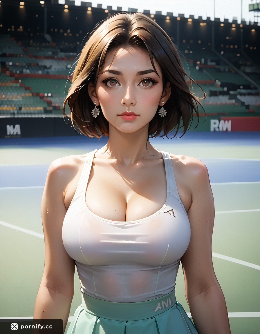 Slim MILF Anime Tennis Outfit - Front View 💋🎾
