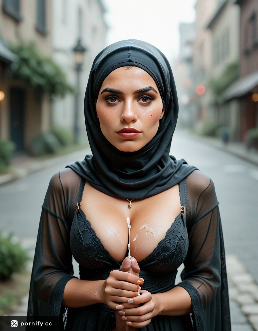 Hijab Babe Big Breasts Cumshot - Petite Outdoor 3D