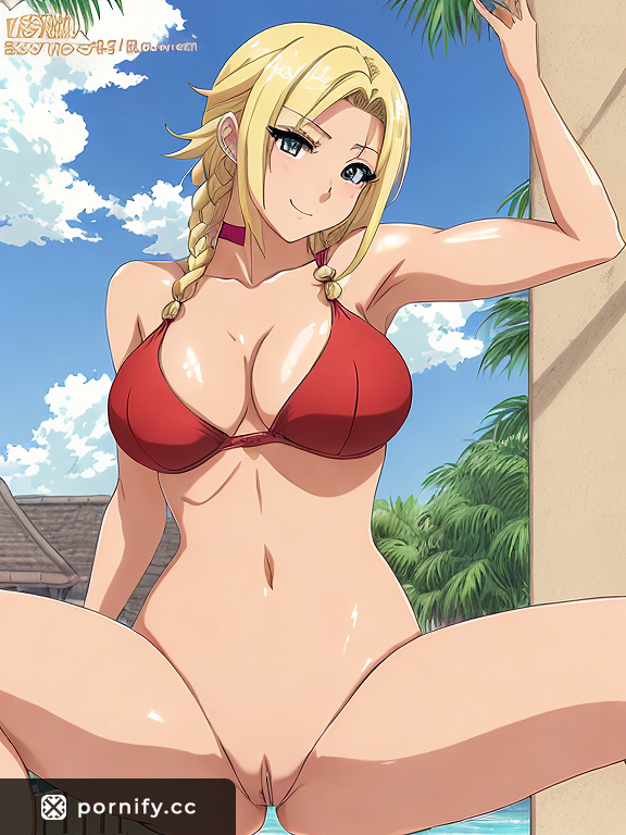 British Anime Babe in Lingerie Bathing Scene: Muscular Blonde