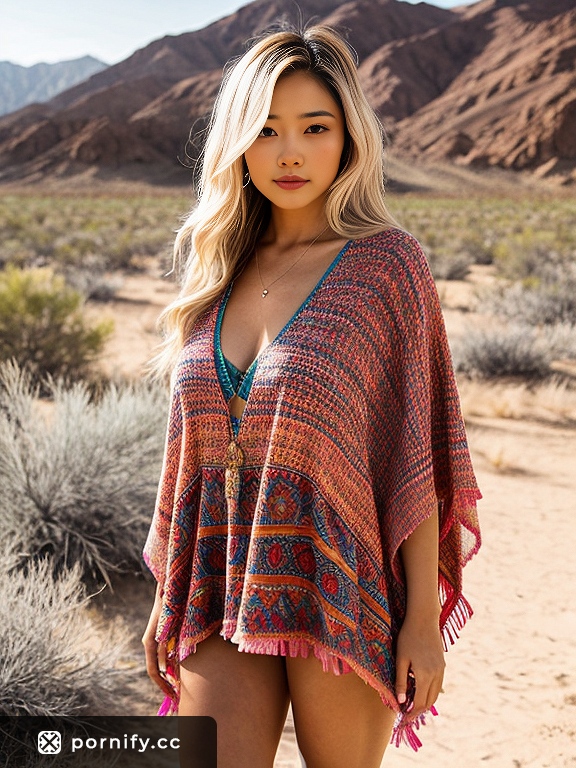 Asian Blonde Poolside Poncho - Fit 20s Model 🌊👙