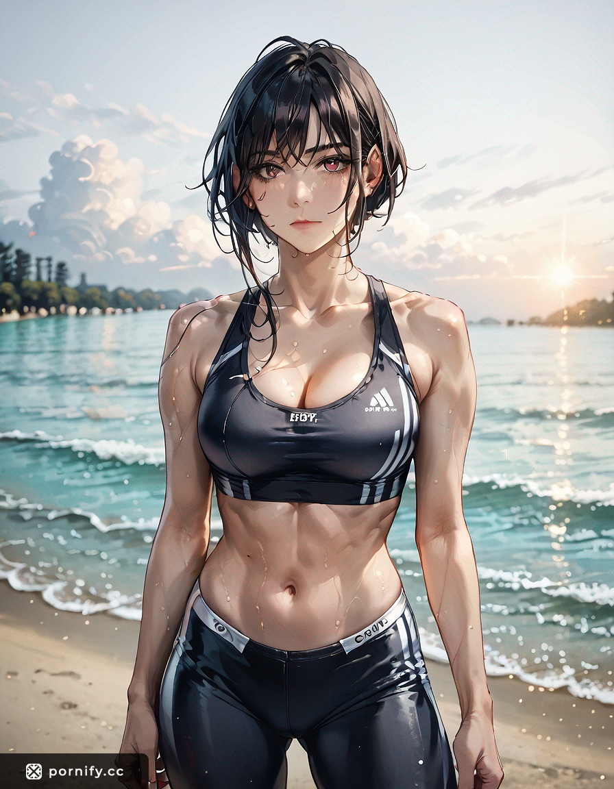 Fit Caucasian Anime Girl in Leggings - AI Art Painting 🎨👖