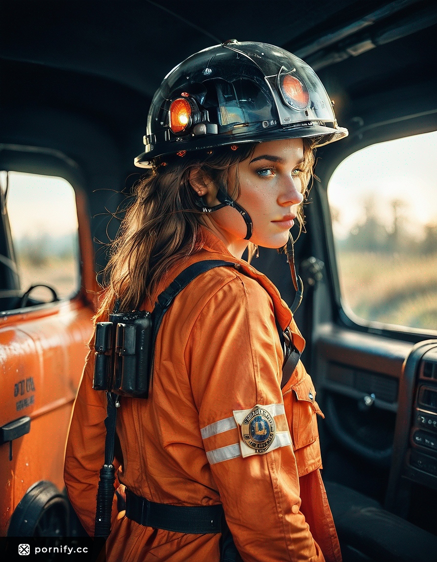 🔥🚒 Female Firefighter Back View - Hyperrealistic Art