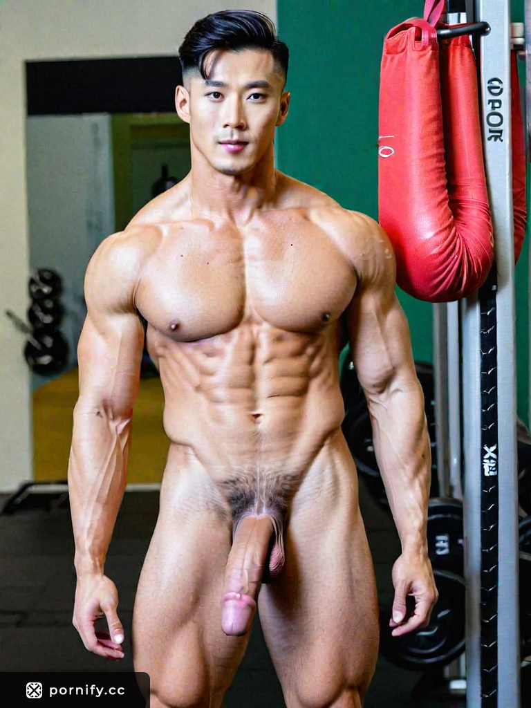 Korean muscle hunk in tight panties - Blowjob pose